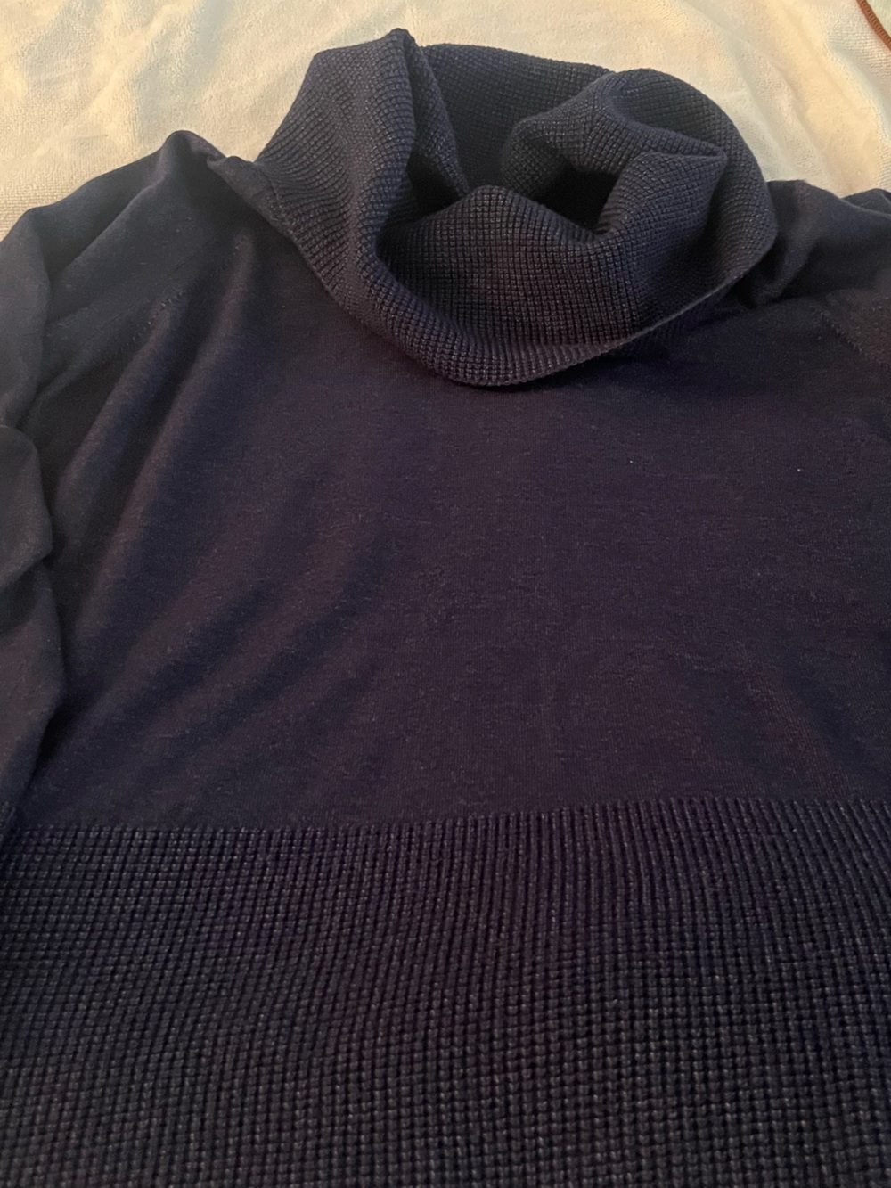 Devotion by Cyrus Navy Mixed Texture Turtleneck Sweater Top Plus Size 2X
